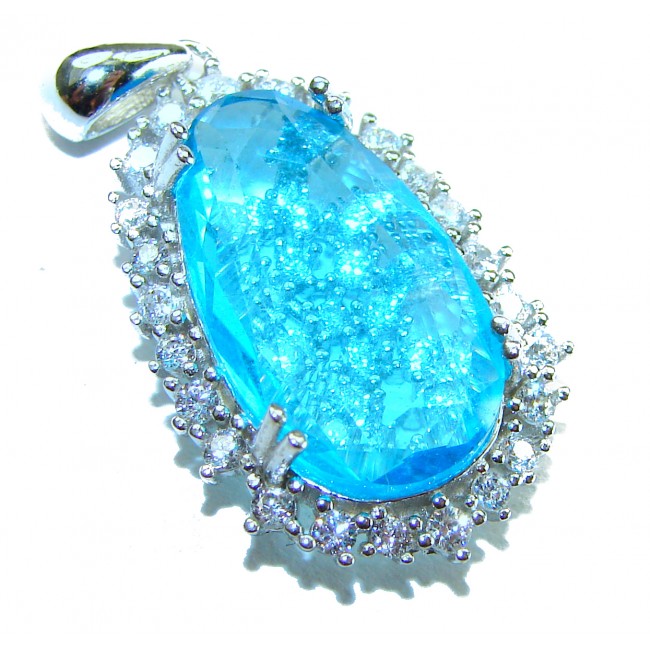 Endless Ocean natural 9.5 carat Swiss Blue Topaz .925 Sterling Silver handcrafted .925 Sterling Silver handcrafted pendant - photo 3