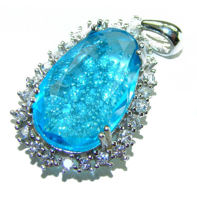 Endless Ocean natural 9.5 carat Swiss Blue Topaz .925 Sterling Silver handcrafted .925 Sterling Silver handcrafted pendant - photo 2