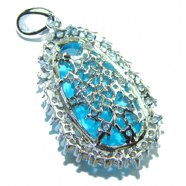 Endless Ocean natural 9.5 carat Swiss Blue Topaz .925 Sterling Silver handcrafted .925 Sterling Silver handcrafted pendant - photo 1