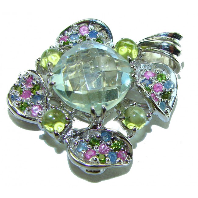 8.8 carat Green Amethyst - Prasolite .925 Sterling Silver handcrafted pendant - photo 2