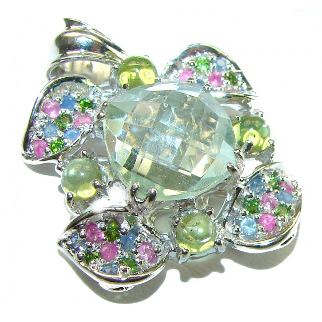 8.8 carat Green Amethyst - Prasolite .925 Sterling Silver handcrafted pendant - photo 1