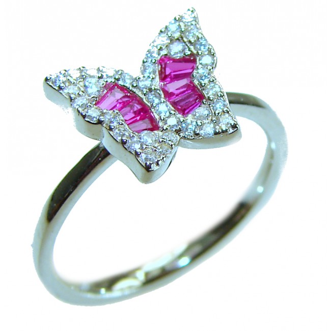 Red Butterfly natural 2.5 carat Ruby .925 Sterling Silver handmade Ring size 6 1/4 - photo 2