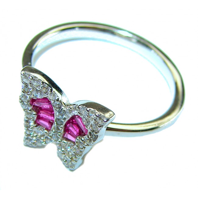 Red Butterfly natural 2.5 carat Ruby .925 Sterling Silver handmade Ring size 6 1/4 - photo 1
