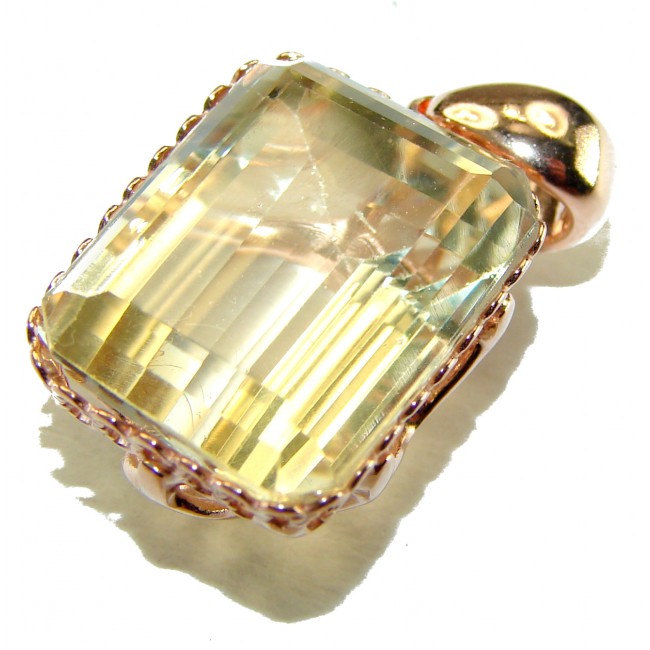 10.3 carat Lemon Quartz 14K Gold over .925 Sterling Silver handcrafted pendant - photo 2
