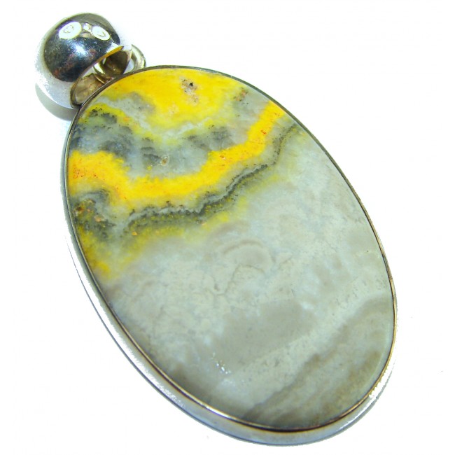Huge Authentic Volcanic Bubble Bee Jasper oxidized .925 Sterling Silver handmade Pendant