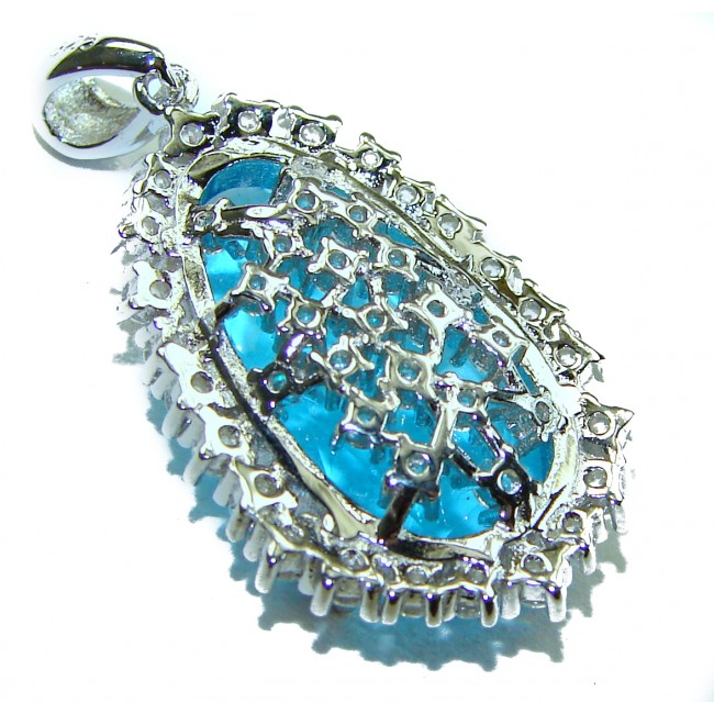 Endless Ocean natural 10.5 carat Swiss Blue Topaz .925 Sterling Silver handcrafted pendant - photo 1
