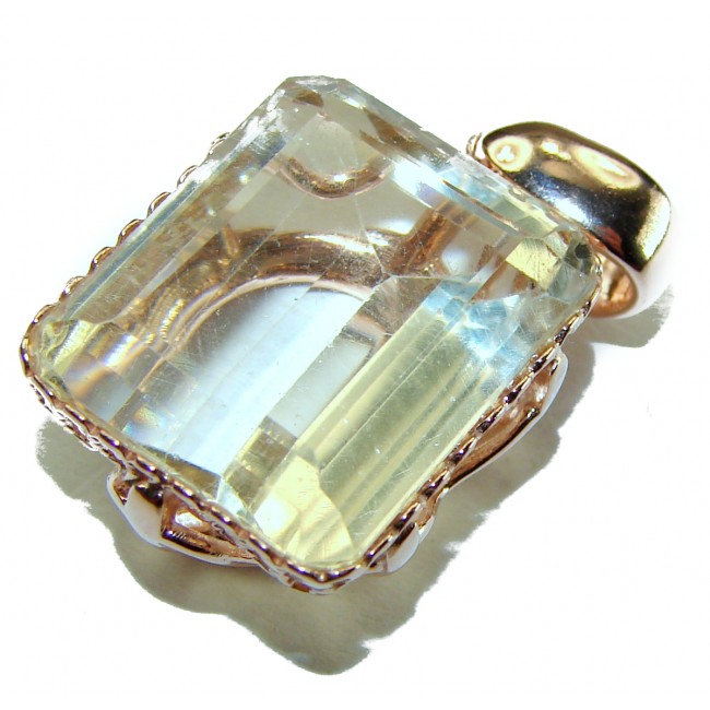10.3 carat Lemon Quartz 14K Gold over .925 Sterling Silver handcrafted pendant - photo 2