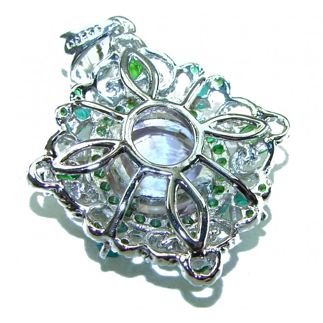 Celtic Spirit authentic 9.5 carat Amethyst Emerald Chrome Diopside .925 Sterling Silver handcrafted Statement Pendant