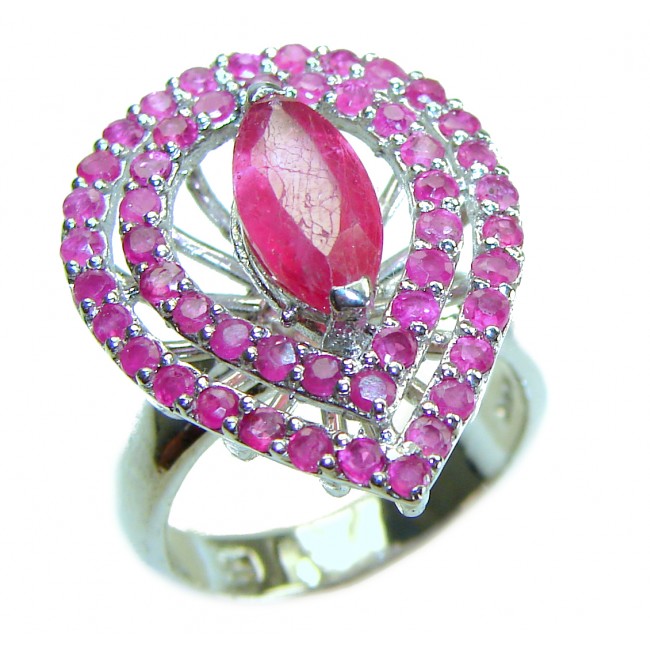 Eternity - Authentic 11.3 carat Ruby .925 Silver handcrafted Eternity Ring s. 7 1/4 - photo 3