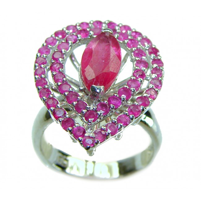 Eternity - Authentic 11.3 carat Ruby .925 Silver handcrafted Eternity Ring s. 7 1/4 - photo 2