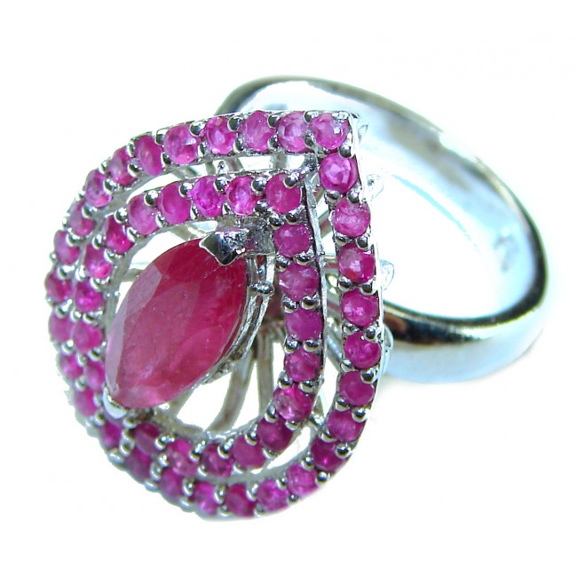 Eternity - Authentic 11.3 carat Ruby .925 Silver handcrafted Eternity Ring s. 7 1/4 - photo 1