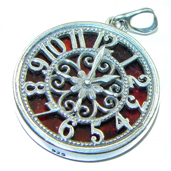 Magic Watch Authentic Golden Baltic Amber .925 Sterling Silver beautifully handcrafted Pendant - photo 4