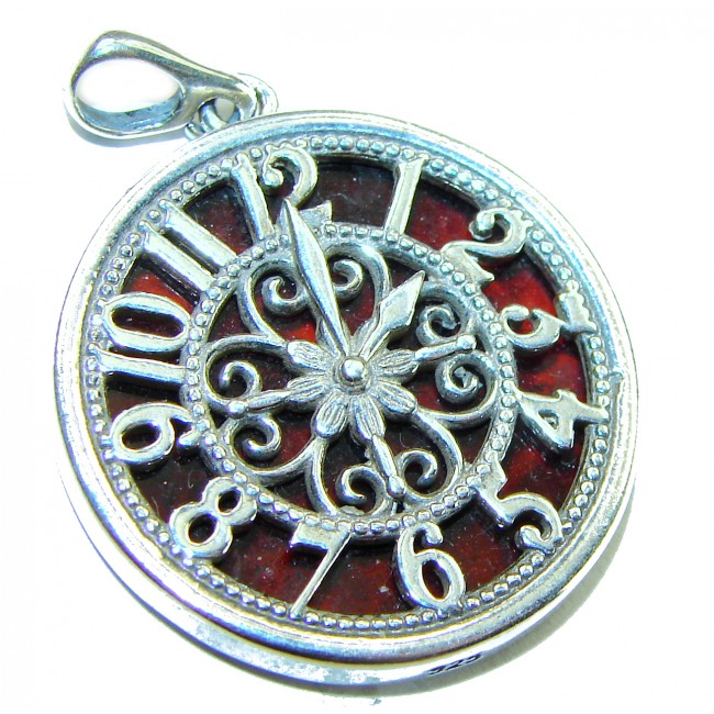 Magic Watch Authentic Golden Baltic Amber .925 Sterling Silver beautifully handcrafted Pendant - photo 3