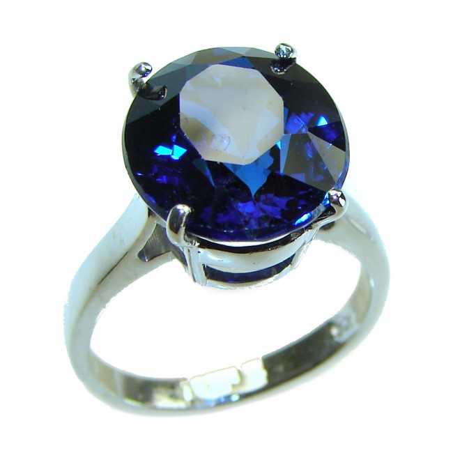 Dark Sky - 9.5 carat London Blue Topaz .925 Sterling Silver handcrafted Ring size 6 1/4 - photo 3