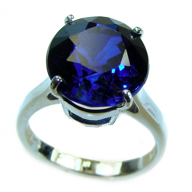 Dark Sky - 9.5 carat London Blue Topaz .925 Sterling Silver handcrafted Ring size 6 1/4 - photo 2
