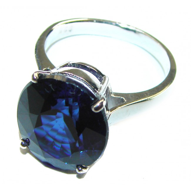 Dark Sky - 9.5 carat London Blue Topaz .925 Sterling Silver handcrafted Ring size 6 1/4 - photo 1