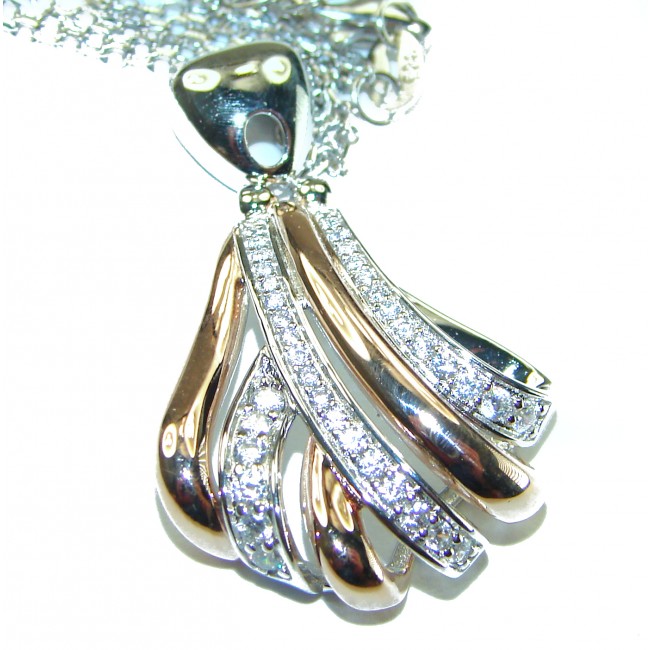 Venus White Topaz 2 tones .925 Sterling Silver necklace - photo 1