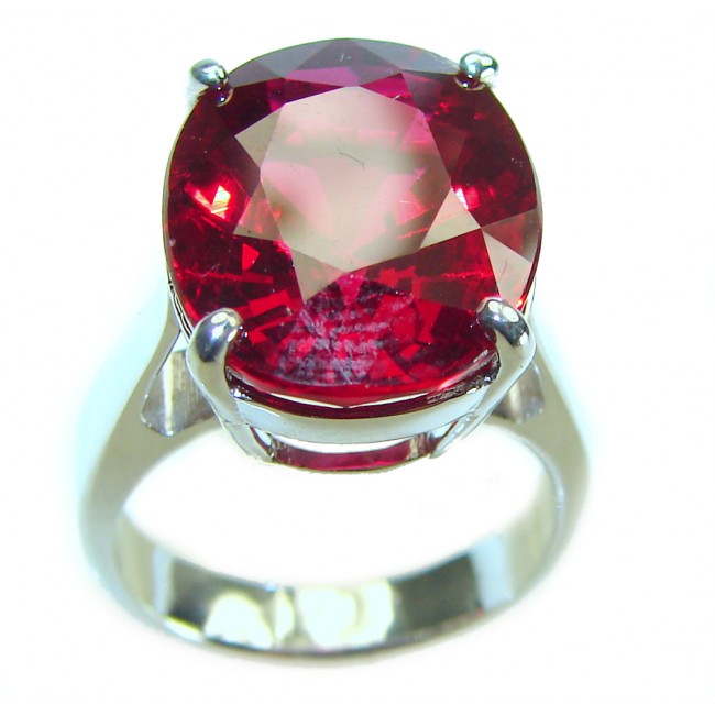 Bella Rosa authentic 22.5 carat Red Topaz .925 Silver handcrafted Cocktail Ring s. 6 - photo 2