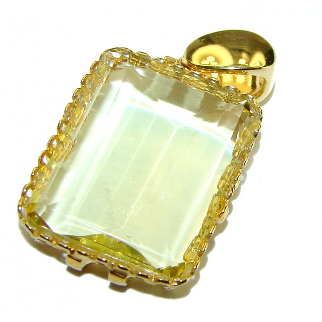10.3 carat Lemon Quartz 14K Gold over .925 Sterling Silver handcrafted pendant - photo 2