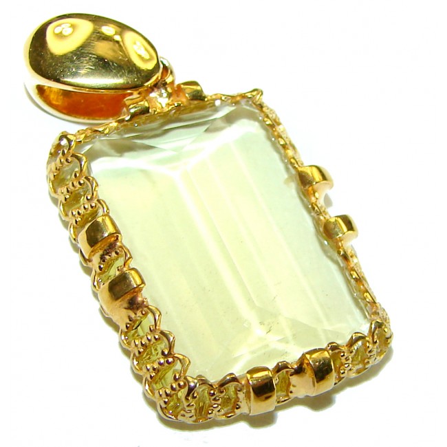 10.3 carat Lemon Quartz 14K Gold over .925 Sterling Silver handcrafted pendant - photo 1