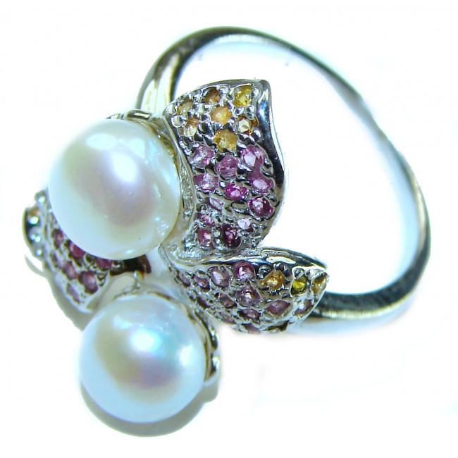 Pure Love White Pearls .925 Sterling Silver brilliantly handcrafted ring s. 6 1/4 - photo 1