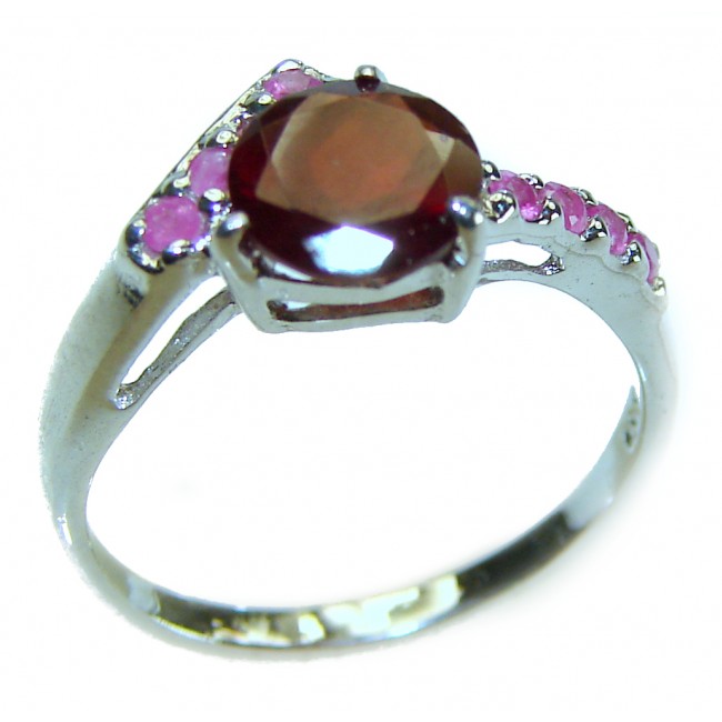 Rose Garden 2.5 carat Authentic Garnet .925 Sterling Silver handcrafted Ring size 6 1/4