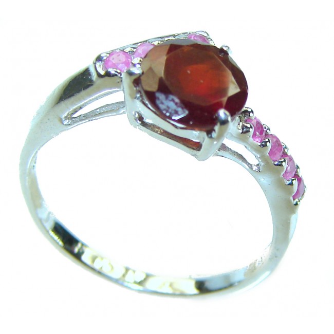 Rose Garden 2.5 carat Authentic Garnet .925 Sterling Silver handcrafted Ring size 6 1/4