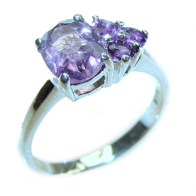 2.6 carat African Amethyst .925 Sterling Silver Handcrafted Ring size 5 1/2
