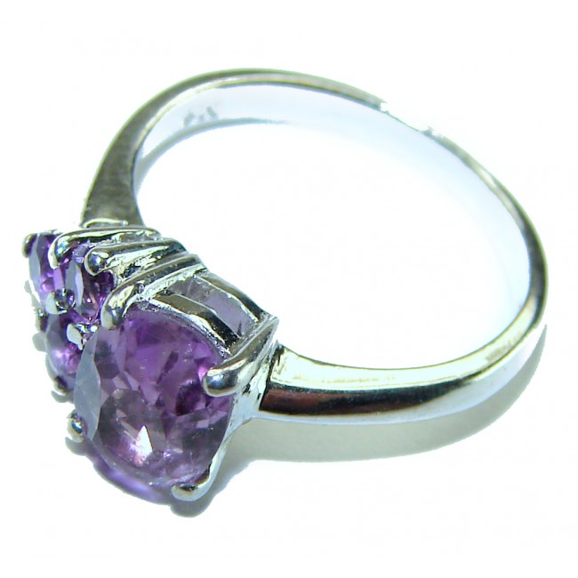 2.6 carat African Amethyst .925 Sterling Silver Handcrafted Ring size 5 1/2