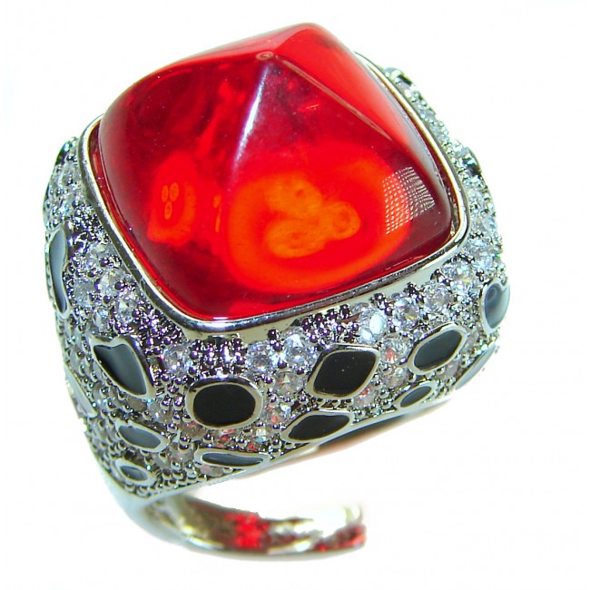 Wild at Heart authentic 11.5 carat Red Topaz .925 Silver handcrafted Statement Ring s. 7 - photo 3