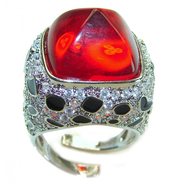 Wild at Heart authentic 11.5 carat Red Topaz .925 Silver handcrafted Statement Ring s. 7 - photo 2
