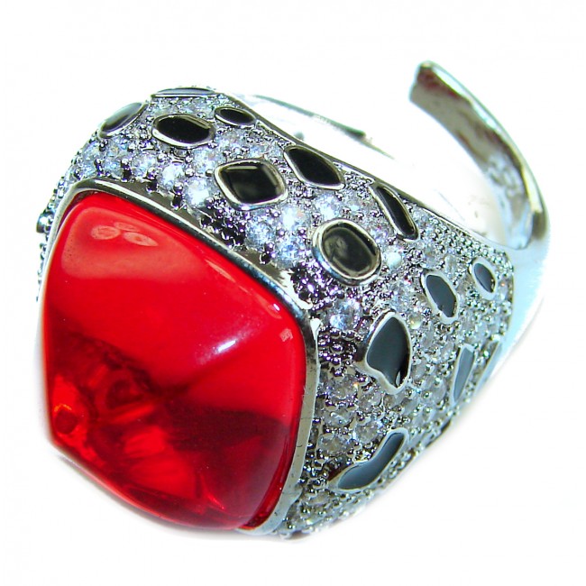 Wild at Heart authentic 11.5 carat Red Topaz .925 Silver handcrafted Statement Ring s. 7 - photo 1