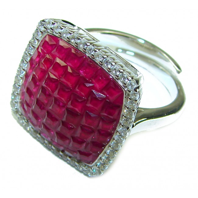Isabella - Real Beauty of Nature- natural 15.5 carat Ruby .925 Sterling Silver handmade Statement Ring size 7 adjustable - photo 1