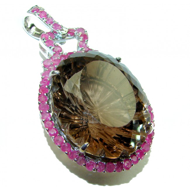 Imperial Topaz Luxurious Brazilian 88.5 carat Smoky Topaz .925 Sterling Silver handmade Pendant - photo 4