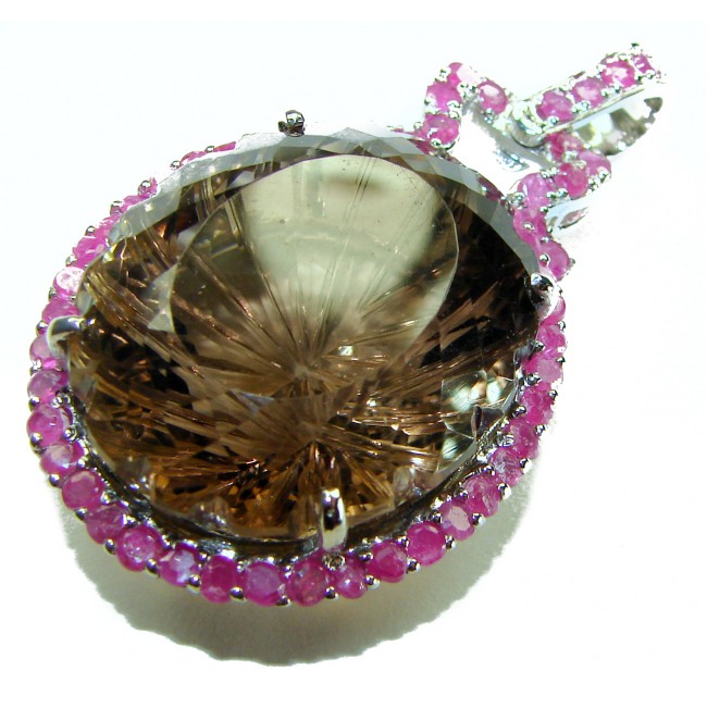 Imperial Topaz Luxurious Brazilian 88.5 carat Smoky Topaz .925 Sterling Silver handmade Pendant - photo 3