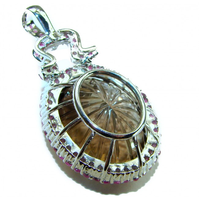 Imperial Topaz Luxurious Brazilian 88.5 carat Smoky Topaz .925 Sterling Silver handmade Pendant - photo 2