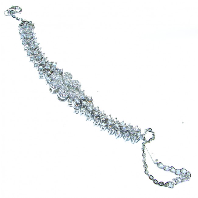 Precious genuine 35.9 carat White Topaz .925 Sterling Silver handcrafted .925 Sterling Silver Bracelet - photo 2