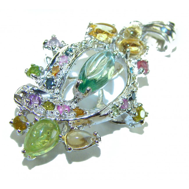 Allure authentic 6.4 carat Green Amethyst Peridot .925 Sterling Silver handmade Pendant - photo 2