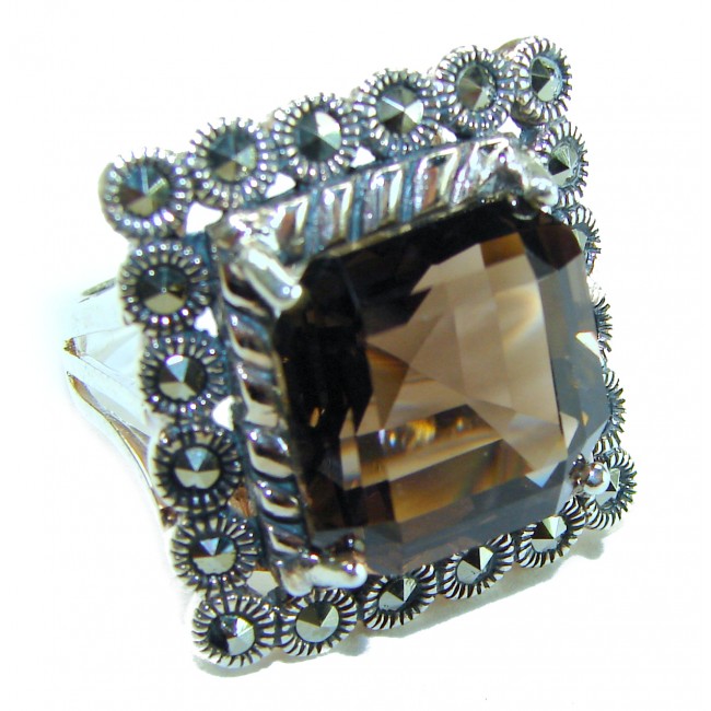 Celestial Energy - rare- 28.5 carat Champagne Smoky Topaz .925 Sterling Silver Oversized Ring size 9 1/4 - photo 3