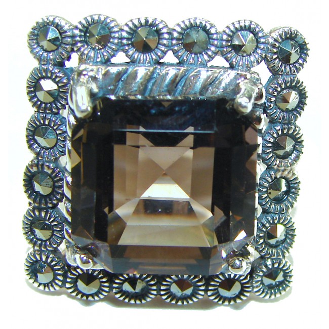 Celestial Energy - rare- 28.5 carat Champagne Smoky Topaz .925 Sterling Silver Oversized Ring size 9 1/4 - photo 2