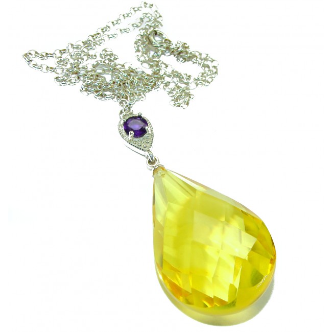 Dazzling 48.2 carat natural faceted Baltic Amber .925 Sterling Silver handcrafted necklace - photo 2