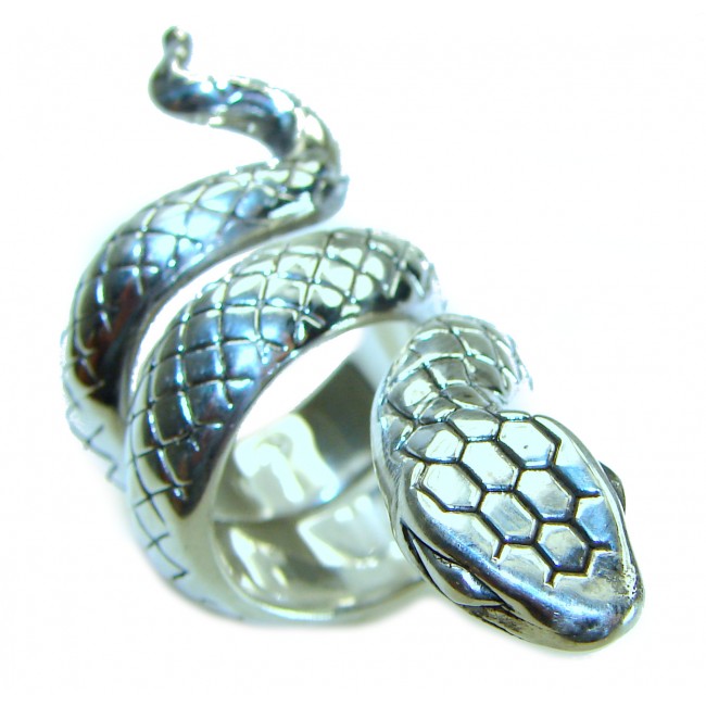 Large Boa Snake .925 Sterling Silver handcrafted Statement SPINAL Ring size 5 1/2