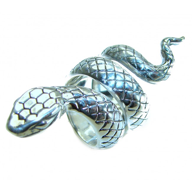 Large Boa Snake .925 Sterling Silver handcrafted Statement SPINAL Ring size 5 1/2
