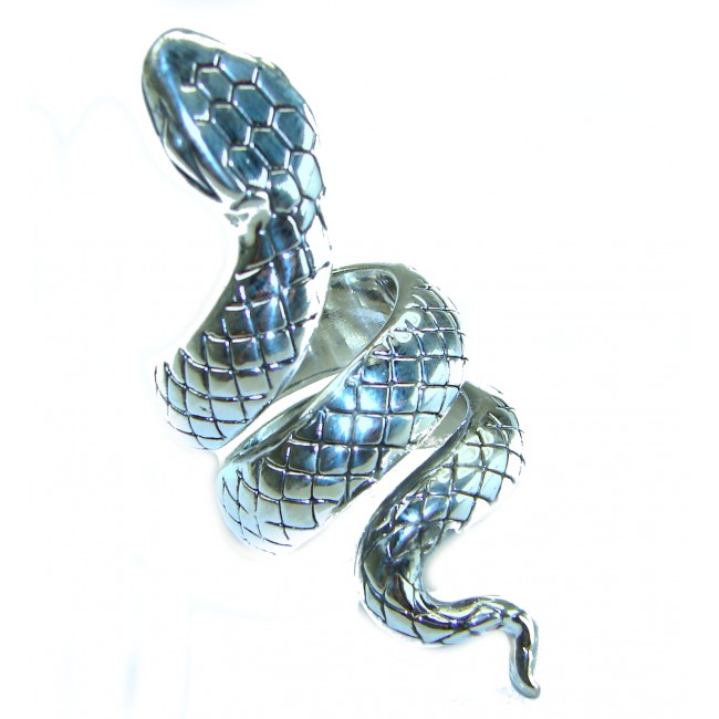 Large Boa Snake .925 Sterling Silver handcrafted Statement SPINAL Ring size 5 1/2