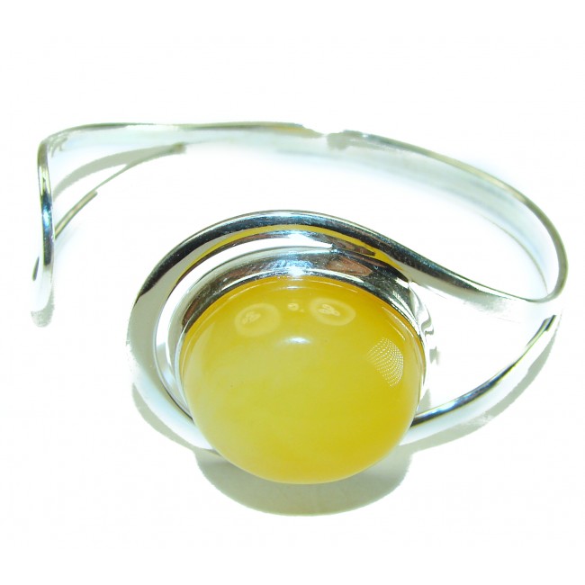 Vintage Design 26.5 grams Genuine Butterscotch Polish Amber .925 Sterling Silver handmade Bracelet / Cuff