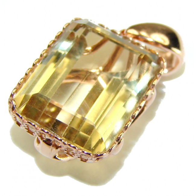 10.3 carat Lemon Quartz 14K Rose Gold over .925 Sterling Silver handcrafted pendant - photo 3