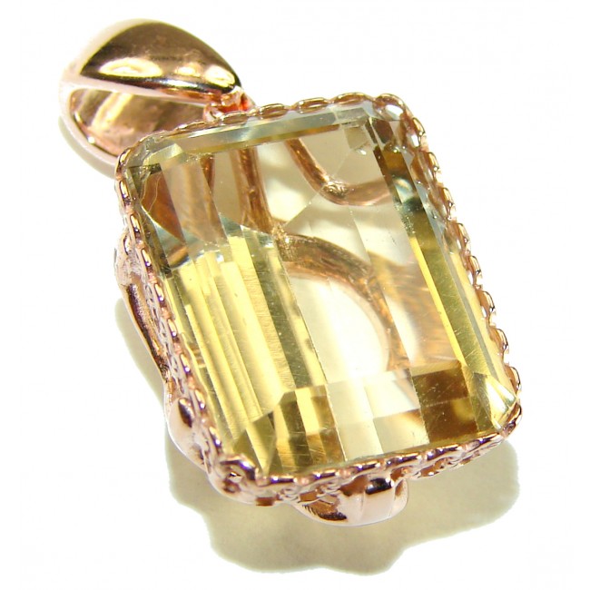 10.3 carat Lemon Quartz 14K Rose Gold over .925 Sterling Silver handcrafted pendant - photo 2
