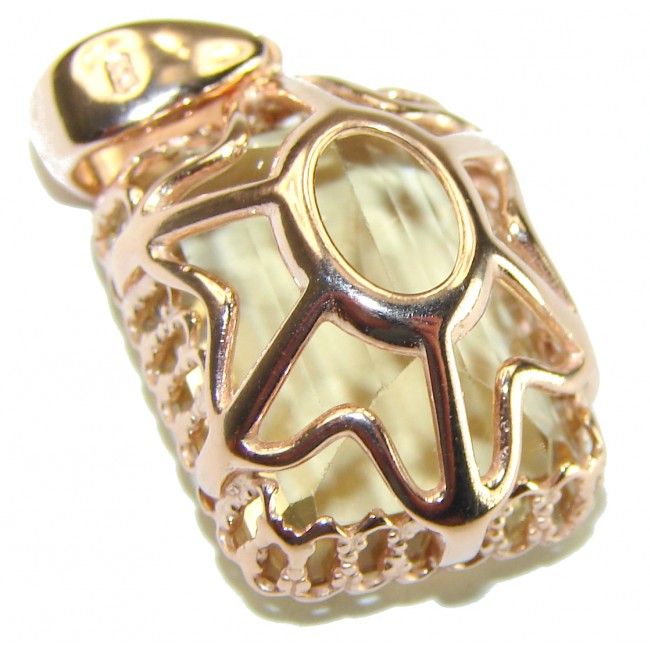 10.3 carat Lemon Quartz 14K Rose Gold over .925 Sterling Silver handcrafted pendant - photo 1