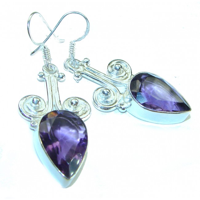 Bohemian Style Lavender Fields 14.2 carat Amethyst .925 Sterling Silver handcrafted Statement earrings