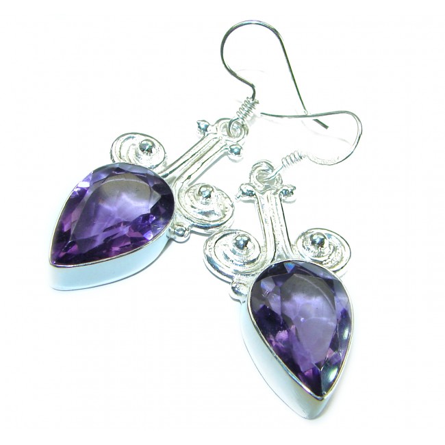 Bohemian Style Lavender Fields 14.2 carat Amethyst .925 Sterling Silver handcrafted Statement earrings